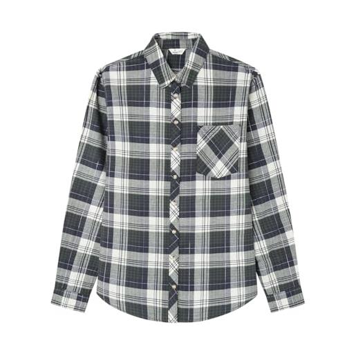 Springfield regular fit check shirt with front pocket blouse, verde, 40 donna