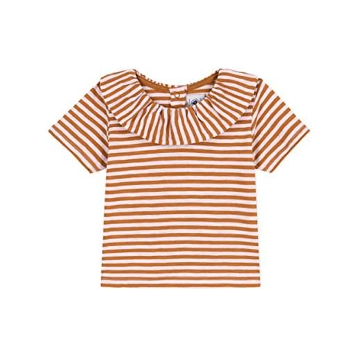 Petit Bateau a06zv, camicetta a maniche corte bimba 0-24, marrone toast/bianco doll, 18 mesi