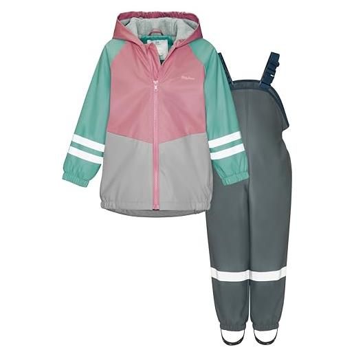 Playshoes regen set pioggia, rosa-grigio, 104 (pacco da 2) unisex-bambini e ragazzi