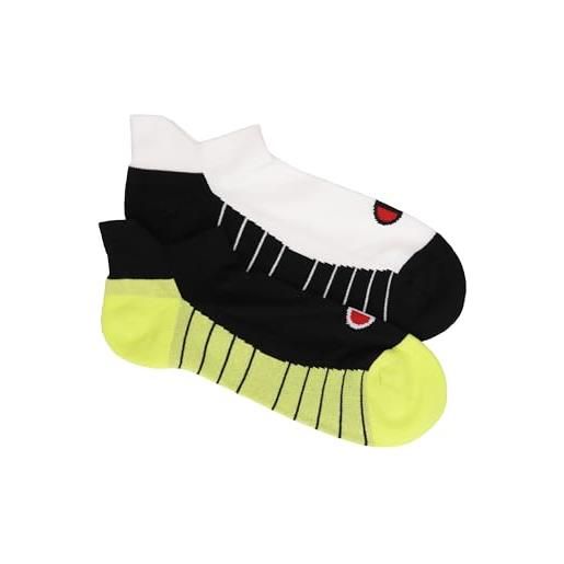 Champion socks seasonal (u20140) -c-logo 2pp performance sneaker calze, nero/bianco, 35-38 (pacco da 2) unisex-adulto