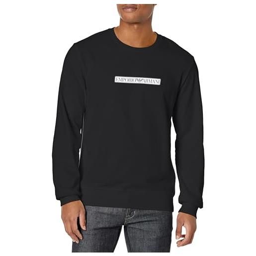 Emporio Armani men's brushed terry crew neck sweater maglia di tuta, nero, s uomo