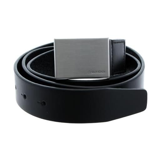 Calvin Klein uomo cintura formal plaque belt 3.5 cm cintura in pelle, nero (black), 110 cm