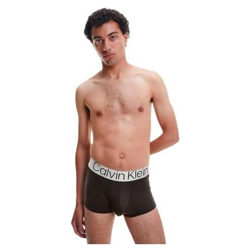 Calvin Klein low rise trunk 3pk 000nb3074a, boxer a vita bassa, uomo, multicolore (blue shadow/grey sky/black), xs