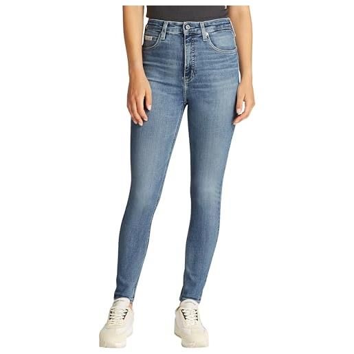 Calvin Klein donna jeans super skinny ankle vita alta, blu (denim light), 30w