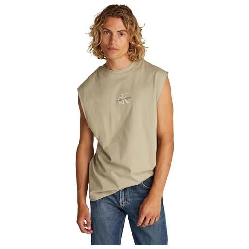 Calvin Klein uomo canotta monologo sleeveless tee relaxed fit, beige (aluminum), 3xl