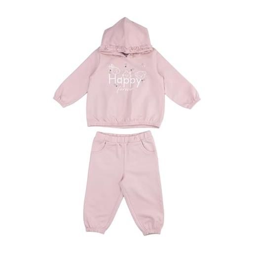 Prénatal prénatal, completo tuta non felpata, pantalone lungo e felpa in morbido cotone, bimba, 9-12 mesi, rosa