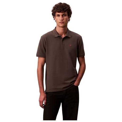 Calvin Klein uomo maglietta polo maniche corte monogram pique in cotone, marrone (beluga), l