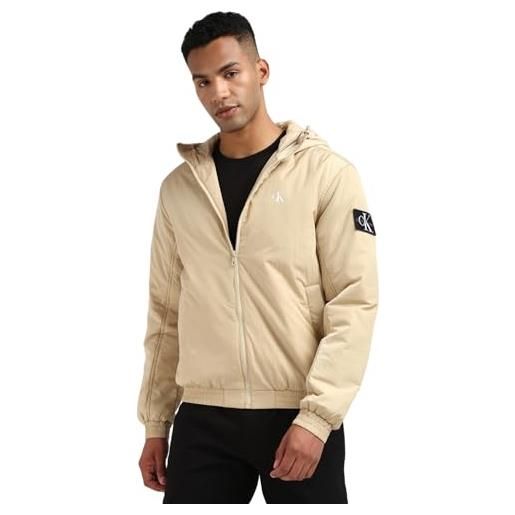 Calvin Klein jeans uomo giacca padded hooded giacca da mezza stagione, beige (pale khaki), xs