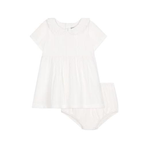 Petit Bateau a0cll, abito a maniche corte e bloomer bimba 0-24, bianco, 6 mesi