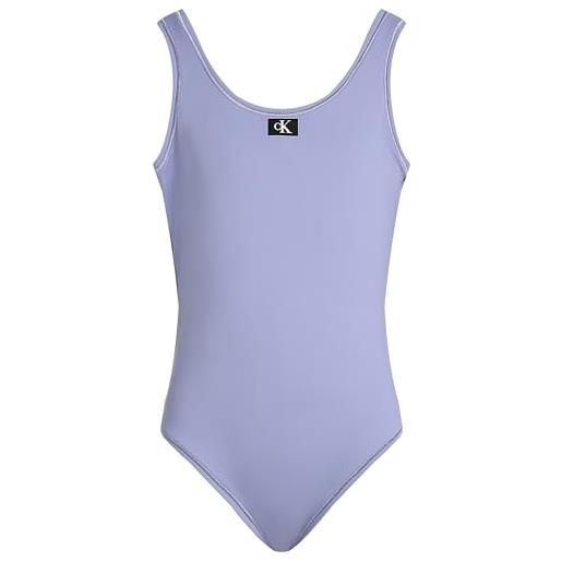 Calvin Klein bambina costume da bagno schiena scoperta, viola (persian violet), 12-14 anni