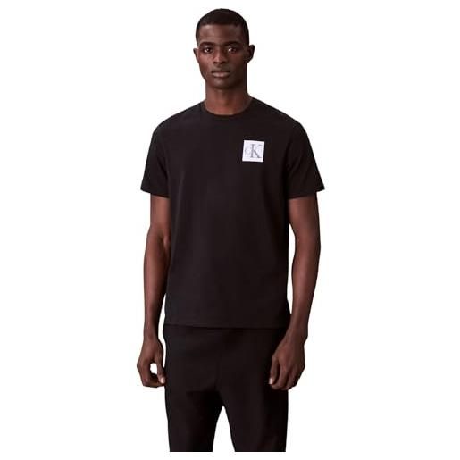 Calvin Klein uomo t-shirt maniche corte gradient monogram logo in cotone, nero (black), xl