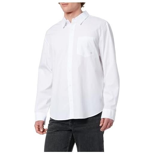 Calvin Klein uomo maglietta maniche lunghe poplin classic in cotone, bianco (brilliant white), xl