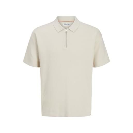 JACK & JONES jjtroy knit zip polo, raggio di luna, s