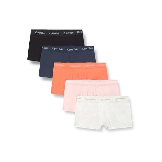 Calvin Klein boxer da uomo a vita bassa, 5 pezzi, 000nb2734a, multicolore (nero/snow heather/corallo pop/inchiostro/po), m, multicolore (nero/erica neve/corallo pop/inchiostro/po), m