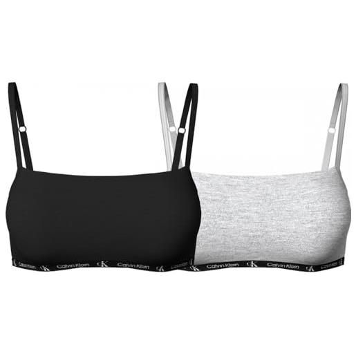 Calvin Klein reggiseni a bralette donna confezione da 2 elasticizzati, multicolore (black/grey heather), s