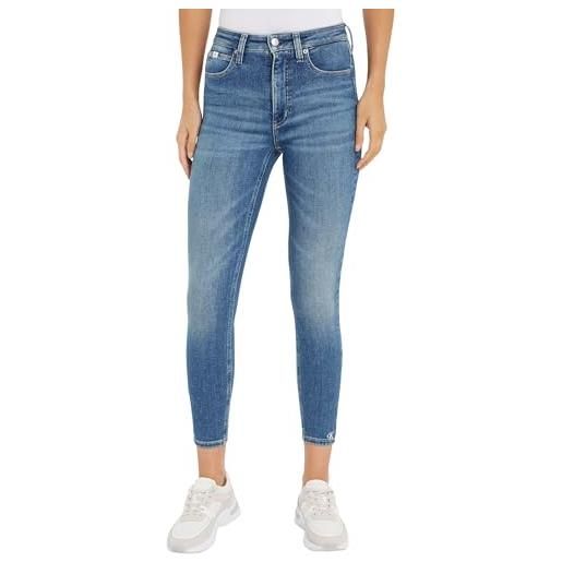 Calvin Klein jeans jeans donna high rise ankle skinny fit, blu (denim medium), 26w