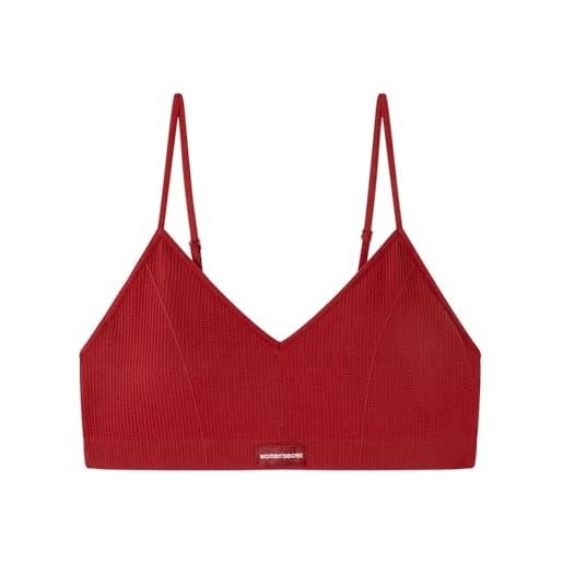 Women'secret top triangular natural cuadrillé reggiseno, granato, m donna