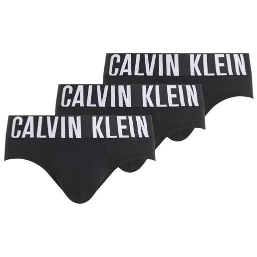 Calvin Klein hip brief 3pk 000nb3607a slip a vita bassa, nero (black, black, black), xxl uomo