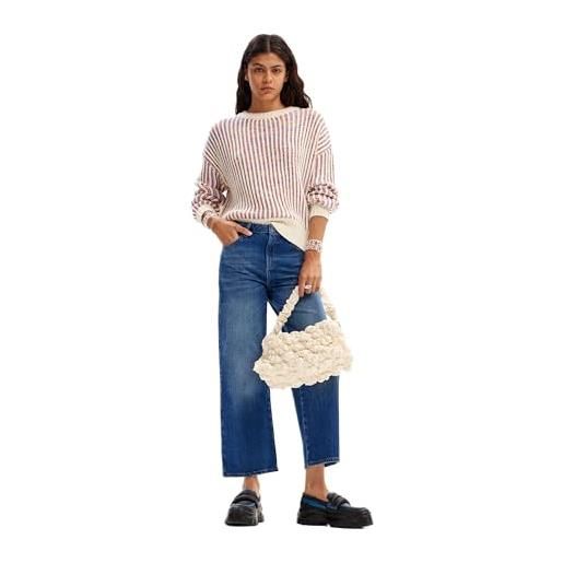 Desigual maglione da donna a maglia spessa, felpa donna, bianco, s