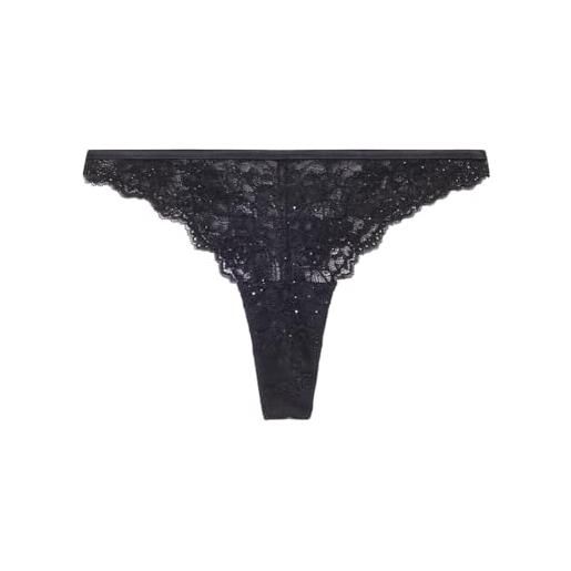 Women'secret braga brasileña sequins lace collection brief, nero, m donna