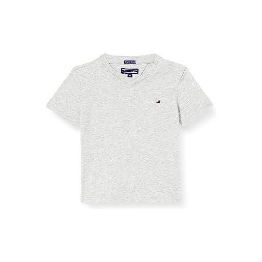 Tommy Hilfiger boys basic vn knit s/s kb0kb04142, top in maglia a maniche corte, bambini e ragazzi, grigio (grey heather), 110