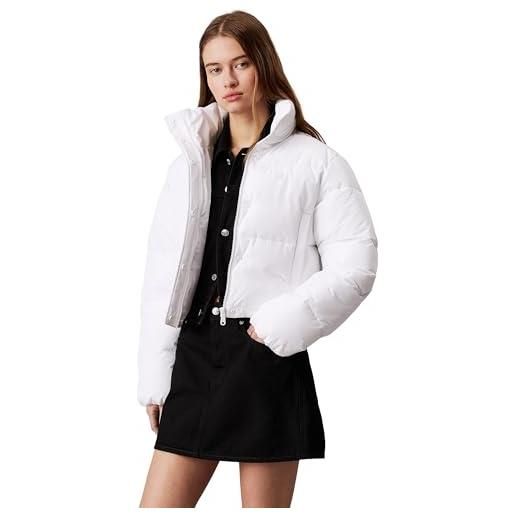Calvin Klein donna piumino matte puffer cropped fit, bianco (bright white), xl