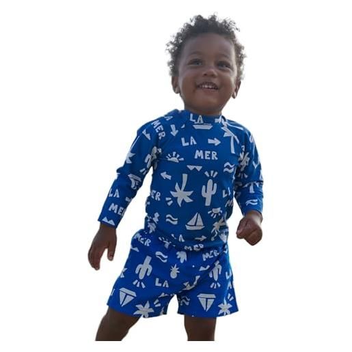 Petit Bateau a0ctu, t-shirt anti-uv a manica lunga bimbo 0-24, porcellana/malvavisco, 24 mesi