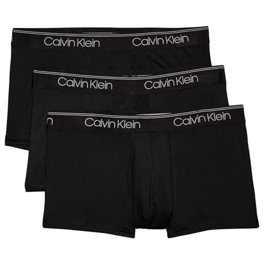 Calvin Klein boxer uomo confezione da 3 vita bassa low rise trunk cotone elasticizzato, nero (black), l