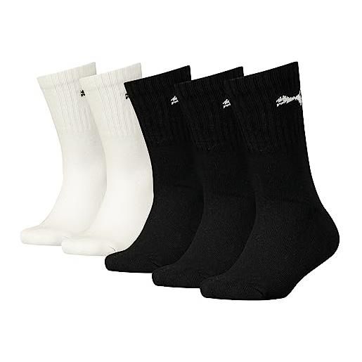 PUMA junior crew, calzini unisex - bambini e ragazzi, nero bianco, 31-34