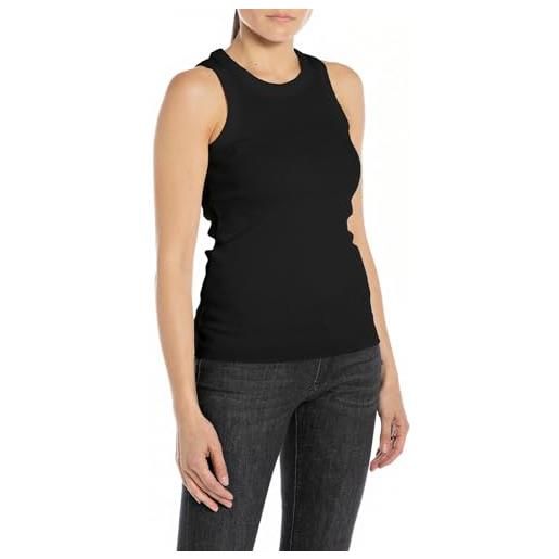Replay canotta da donna elasticizzata, nera (black 098), xxs