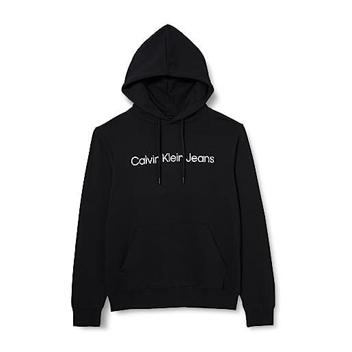 Calvin Klein jeans core institutional logo hoodie j30j322551 felpe con cappuccio, nero (ck black), xs uomo