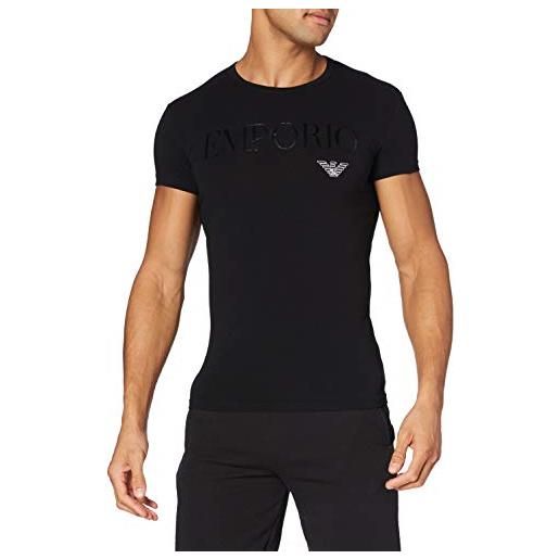 Emporio Armani uomo crew neck t-shirt essential megalogo maglietta, nero, xl