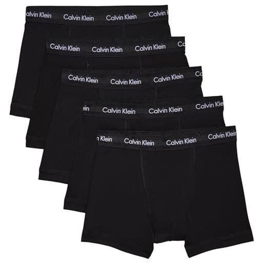 Calvin Klein uomo pantaloncini boxer confezione da 5 trunks intimo, nero (black w. Black wb), s
