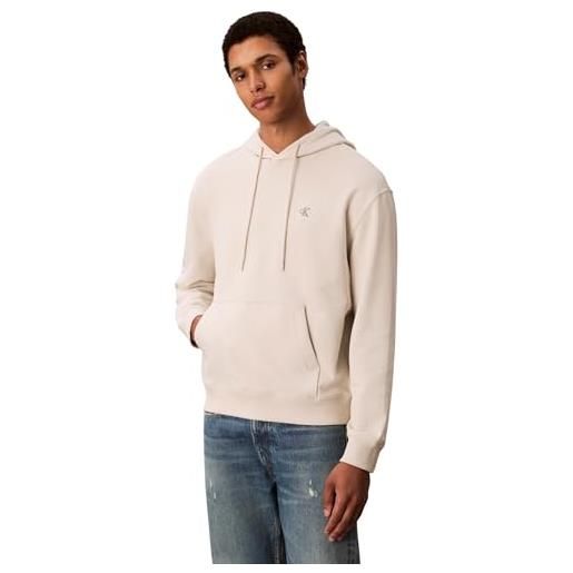 Calvin Klein ls eu 350terry monogram hoodie lv04rc297g felpe, white(chalk), m uomo