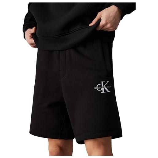 Calvin Klein jeans uomo pantaloncini in felpa monologo short vita elastica, nero (ck black), xxs
