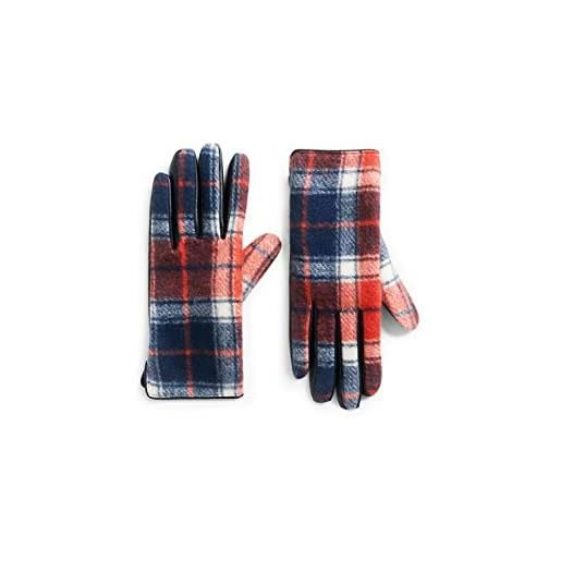Desigual glove check 3029 dark red set di accessori invernali, rosso, etichettalia unica donna