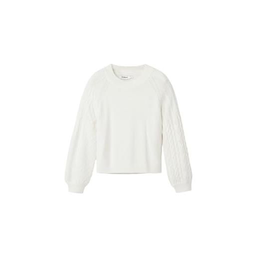 Desigual maglione da donna flat knit thin gauge da donna, bianco, xl eu, bianco, xl