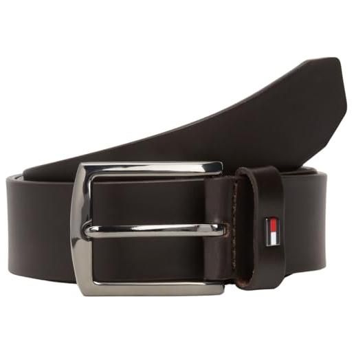 Tommy Hilfiger uomo cintura denton con bandiera in pelle, marrone (testi di moro), 80 cm