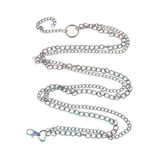 Urban classics cintura catena donna uomo in ferro con ottica olografica, cintura a catena multistrato, lunghezza 110 cm o 120 cm