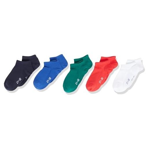 Champion seasonal junior contrast logo 5pp quarter calze sportive, blu/verde/nero/rosso/bianco (bs003), 31-34 unisex - bambini e ragazzi