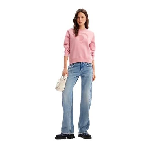 Desigual woman knit sweat long sleeve felpa, colore: rosso, m donna