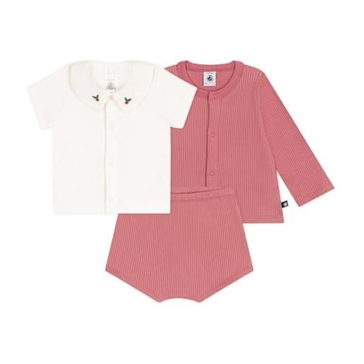 Petit Bateau a0cgp set da 3 pezzi, rosewood/multicolore, 3 mesi bimba