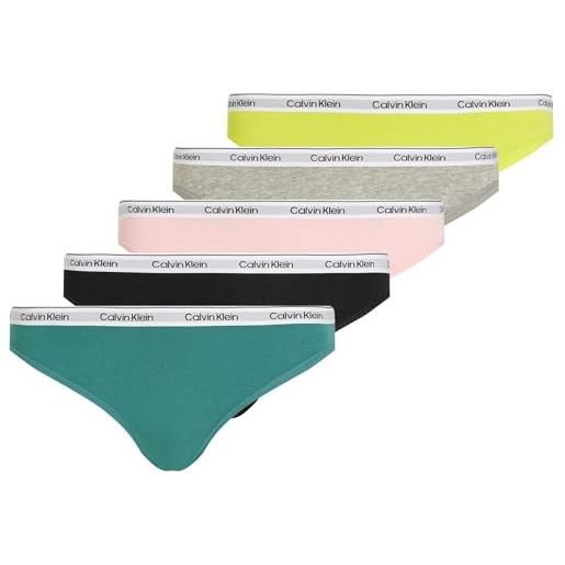 Calvin Klein donna slip taglio bikini confezione da 5 low-rise intimo, (blk/gryhtr/bf pk/lvly tl/kwl lm), m