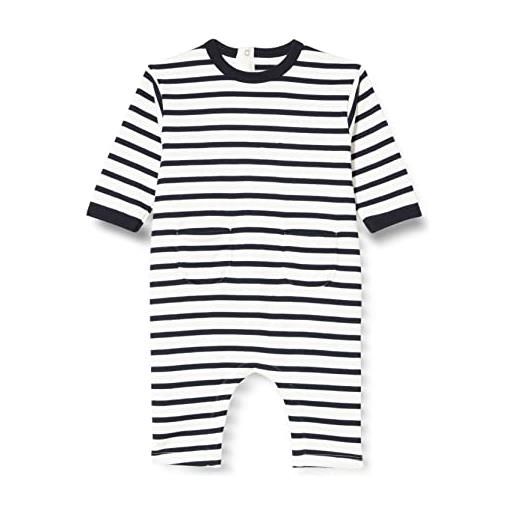 Petit Bateau a05nc, tuta lunga bimbo 0-24, bianco marshmallow/blu smoking, 6 mesi