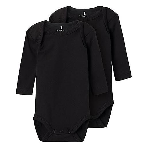 NAME IT nbnbody 2p ls solid black noos body, unisex - adulto, nero, 56