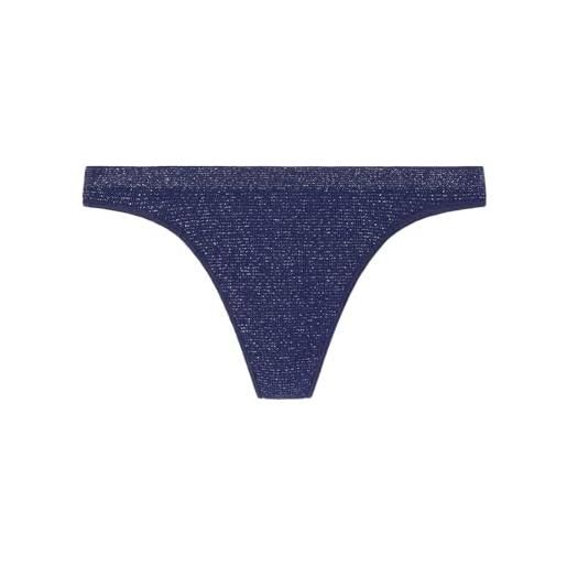 Women'secret tanga seamless shiny collection brief, blu, l donna