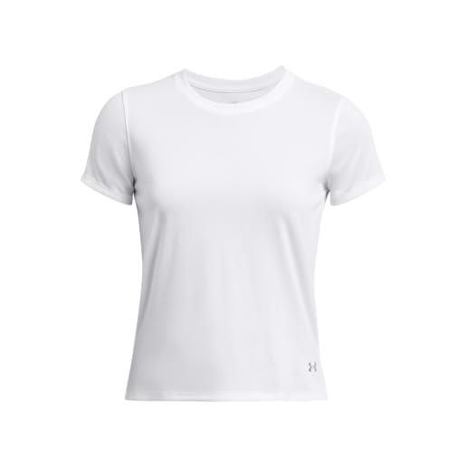 Under Armour donna launch short sleeve, maglietta manica corta traspirante per corsa e running, t-shirt sportiva con dettagli riflettenti per una maggiore visibilità, fuchsia dusk/reflective, sm