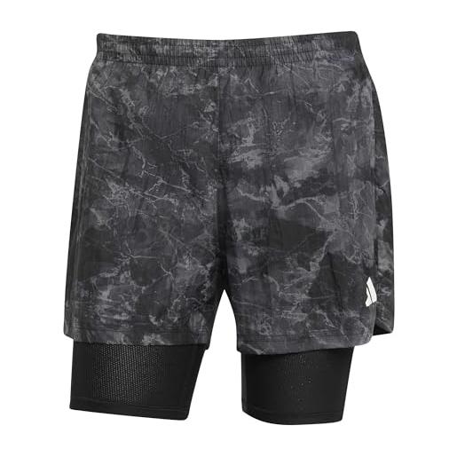 adidas uomo own the run spray dye 2in1 short, grey four/black, l