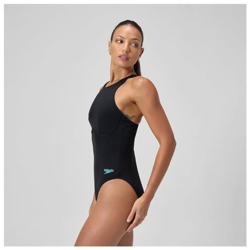 Speedo racer zip costume da bagno per donna, anthracite, 32