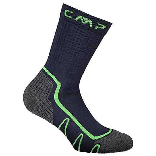 CMP - calza da trekking per bambini poly mid, b. Blue-verde fluo, 28/30
